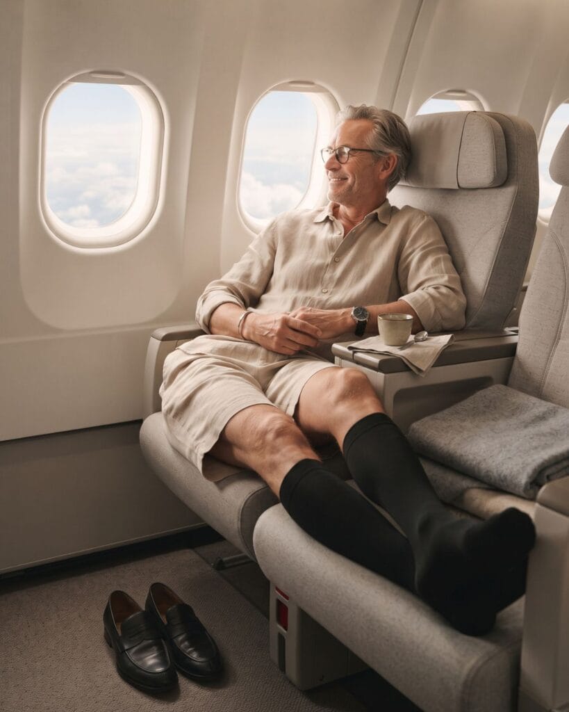 Stödstrumpor på flygresan